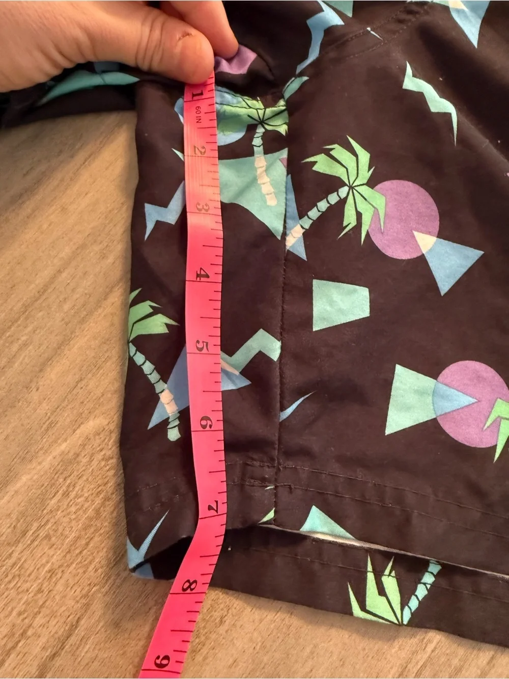 No Boundaries Black Swim Trunks with Teal, Purple & Pink Retro Print